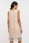 Shop_Ott_Off White Polyester Beads Boat Neck Crystal Cocktail Shift Dress _at_Aza_Fashions