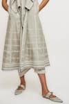 Ott Gray Linen Embroidery, Lace Open Neck Chikankari Day Coat at Aza Fashions Ott_Gray Linen Embroidery, Lace Open Neck Chikankari Day Coat _at_Aza_Fashions