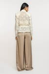 Shop_Ott_Ivory Cotton, Silk Embroidery V-neck Crop Jacket _Online_at_Aza_Fashions