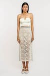 Buy_Ott_Ivory Nylon Embroidery Pencil Skirt _at_Aza_Fashions