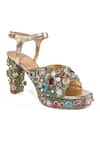Anaar_Multi Color Stones Multicolored Work Block Heels _Online_at_Aza_Fashions