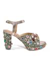 Buy_Anaar_Multi Color Stones Multicolored Work Block Heels _Online_at_Aza_Fashions