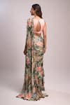 Aza X Shilpa Shetty Kundra_Multi Color Lurex, Botanical Print Pre-draped Layered Saree With Blouse _Online_at_Aza_Fashions