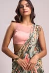 Aza X Shilpa Shetty Kundra_Multi Color Lurex, Botanical Print Pre-draped Layered Saree With Blouse _at_Aza_Fashions