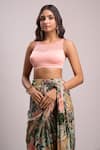 Buy_Aza X Shilpa Shetty Kundra_Multi Color Lurex, Botanical Print Pre-draped Layered Saree With Blouse 