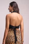 Aza X Shilpa Shetty Kundra_Beige Lurex, Georgette, Silk Sequins Leopard Print Saree With Tie-up Blouse _at_Aza_Fashions