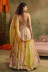 Shop_Reeti Arneja_Multi Color Chanderi, Riwaayat Contrasting Kali Scalloped Cutwork Lehenga Set _at_Aza_Fashions