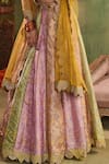 Reeti Arneja_Multi Color Chanderi, Riwaayat Contrasting Kali Scalloped Cutwork Lehenga Set _at_Aza_Fashions