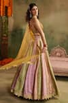 Buy_Reeti Arneja_Multi Color Chanderi, Riwaayat Contrasting Kali Scalloped Cutwork Lehenga Set 