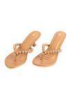 Buy_Preet Kaur_Brown Beads Tan Burano V Strap Heels _at_Aza_Fashions