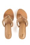 Shop_Preet Kaur_Brown Beads Tan Burano V Strap Heels _at_Aza_Fashions