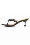 Preet Kaur_Black Beads Burano V Strap Heels _Online_at_Aza_Fashions