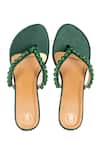 Buy_Preet Kaur_Emerald Green Beads Burano V Strap Heels _Online_at_Aza_Fashions