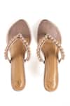 Shop_Preet Kaur_Gold Beads Champagne Burano V Strap Heels _at_Aza_Fashions