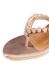 Buy_Preet Kaur_Gold Beads Champagne Burano V Strap Heels _Online_at_Aza_Fashions