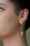 Shop_Joules By Radhika_Gold Plated Ember Bud Long Dangle Earrings _at_Aza_Fashions