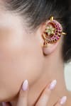 Shop_Joules By Radhika_Gold Plated Stones, Pearls Moonverra Stud Ear Cuffs _at_Aza_Fashions