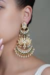 Shop_Joules By Radhika_Gold Plated Pearls, Stones Chandbali Cascade Earrings _at_Aza_Fashions