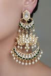 Joules By Radhika_Gold Plated Pearls, Stones Chandbali Cascade Earrings _Online_at_Aza_Fashions