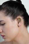 Buy_Joules By Radhika_Gold Plated Stones, Pearls Ruby Paisley Ear Cuff Earrings _at_Aza_Fashions