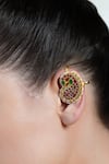 Shop_Joules By Radhika_Gold Plated Stones, Pearls Ruby Paisley Ear Cuff Earrings _at_Aza_Fashions