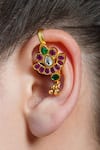 Joules By Radhika_Gold Plated Stones Petal Gem Ear Cuff Earrings _Online_at_Aza_Fashions