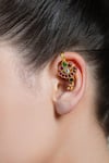 Shop_Joules By Radhika_Gold Plated Stones Petal Gem Ear Cuff Earrings _at_Aza_Fashions
