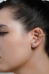 Buy_Joules By Radhika_Gold Plated Stones Ruby Crescent Ear Cuff Earrings _at_Aza_Fashions