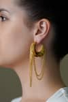Shop_Joules By Radhika_Gold Plated Chains Hammered Fringe Danglers _at_Aza_Fashions