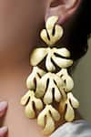 Joules By Radhika_Gold Plated Vine Leaf Dangle Earrings _Online_at_Aza_Fashions
