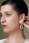 Buy_Joules By Radhika_Gold Plated Stones, Crystals Luxe Rose Drop Earrings _at_Aza_Fashions