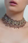 Buy_Joules By Radhika_Gold Plated Amethyst Polki Choker _at_Aza_Fashions