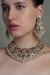 Buy_Joules By Radhika_Multi Color Pearls, Stones Nav Riwaaz Bridal Choker Set _at_Aza_Fashions