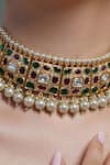 Joules By Radhika_Multi Color Pearls, Stones, Beads Ruby Grid Choker Set _Online_at_Aza_Fashions