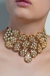 Shop_Joules By Radhika_Gold Plated Amber Bloom Teardrop Necklace _at_Aza_Fashions