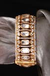 Joules By Radhika_Gold Plated Stones, Pearls Moonlit Legacy Kada Bangle _Online_at_Aza_Fashions