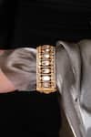 Shop_Joules By Radhika_Gold Plated Stones, Pearls Moonlit Legacy Kada Bangle _at_Aza_Fashions