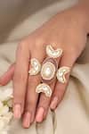 Shop_Joules by Radhika_Pink Pearls, Stones Heritage Blossom Ring _at_Aza_Fashions