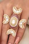 Joules by Radhika_Pink Pearls, Stones Heritage Blossom Ring _Online_at_Aza_Fashions