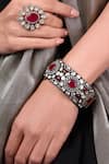 Joules By Radhika_Red Stones, Rhinestones Majestic Ruby Bangle _Online_at_Aza_Fashions