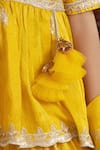 Fayon Kids_Yellow Organza, Tissue Embroidery, Sequins, Zari Kurta Lehenga Set _Online_at_Aza_Fashions
