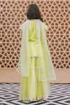 Shop_Fayon Kids_Lime Organza Embroidery Green Kurta Sharara Set _at_Aza_Fashions