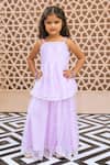 Buy_Fayon Kids_Lilac Organza Embroidery Tunic And Skirt Set _at_Aza_Fashions