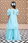 Shop_Fayon Kids_Aqua Organza Embroidery Butti Work Kurta Sharara Set _at_Aza_Fashions