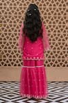 Shop_Fayon Kids_Pink Organza Embroidery Butti Work Kurta Sharara Set _at_Aza_Fashions