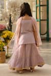 Shop_Fayon Kids_Lilac Georgette, Net Embroidery, Gota Patti, Zari Kurta Sharara Set _at_Aza_Fashions