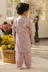 Shop_Fayon Kids_Lilac Georgette, Cotton Embroidery, Sequins Kurta Set _at_Aza_Fashions