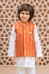 Buy_Fayon Kids_White Cotton, Tissue, Organza Embroidery, Mirrors Work Bundi Kurta Set _Online_at_Aza_Fashions