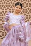 Buy_Fayon Kids_Lilac Tissue, Organza Embroidery, Sequins, Zari, Tassels, Bloom Lehenga Set _Online_at_Aza_Fashions