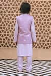 Shop_Fayon Kids_Lilac Cotton, Organza Embroidery, Mirrors Charm Nehru Jacket Set _at_Aza_Fashions